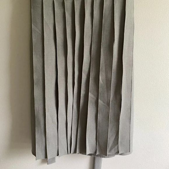 CALVIN Klein Gray Pleated Sleeveless Belted Fit & Flare Dress Size 12 - Picture 6 of 15